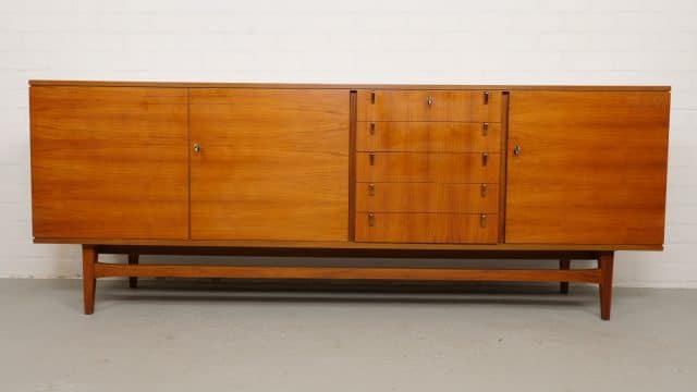Vintage Sideboard Bartels Werke Gmbh Walnut Brass Handles