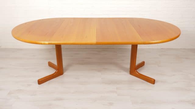 Vintage Round Dining Table Oval Teak Extendable 1960s