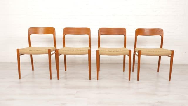 4 Niels Otto Mller Model 75 Papercord Teak Restored