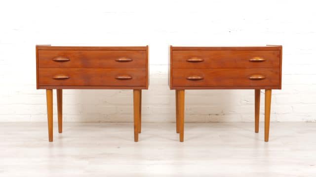 Set Danish Nightstands Vintage Teak Mid Century