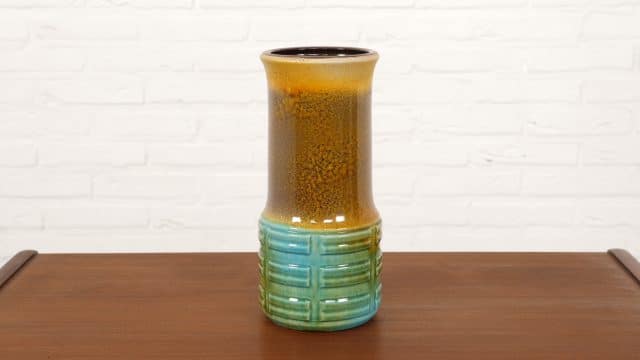 Vase Vintage West Germany Brown 8211 Turquoise 25 Cm 61 25