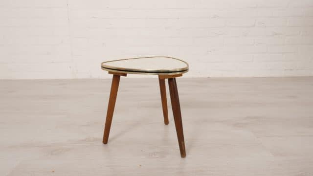 Plant Table Vintage White Brass Rim Side Table