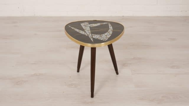 Plant Table Vintage Glass Brass Rim Side Table