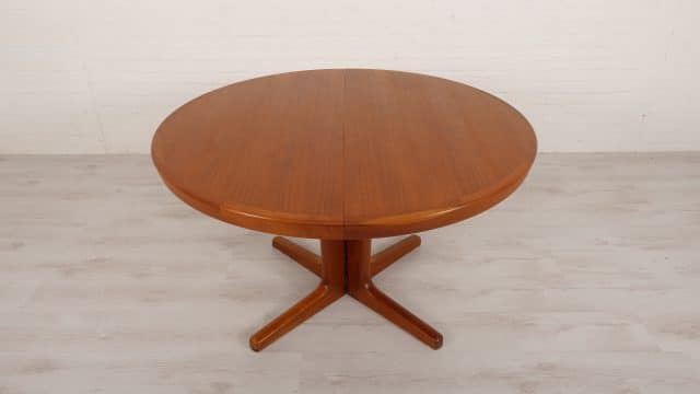 Vintage Round Dining Table Oval Teak Extendable