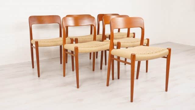 6 Niels Otto Mller Model 75 Papercord Teak Restored