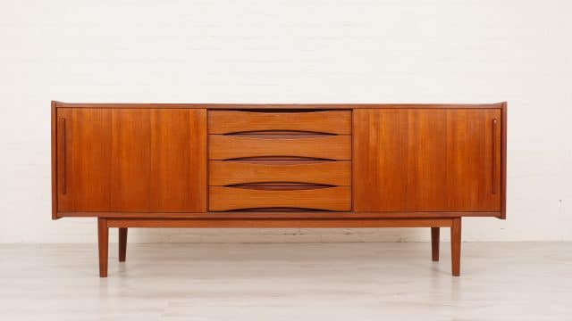 Vintage Teak Sideboard Danish Design 188 Cm Sliding Doors
