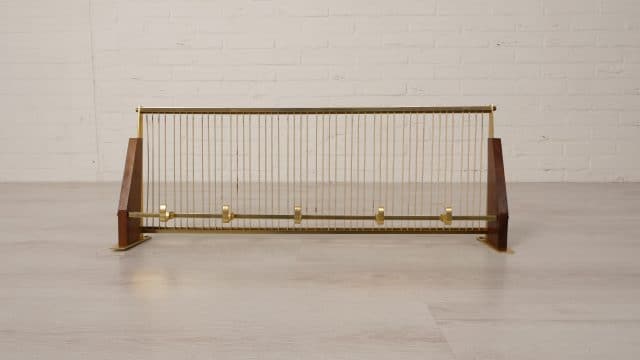 Vintage Coat Rack Teak Brass