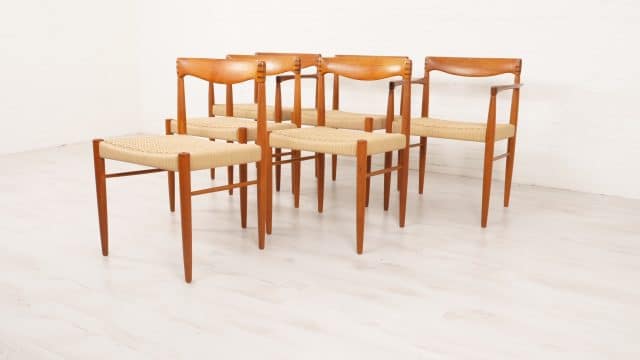 6 X Dining chair Bramin H W Small Teak Restored