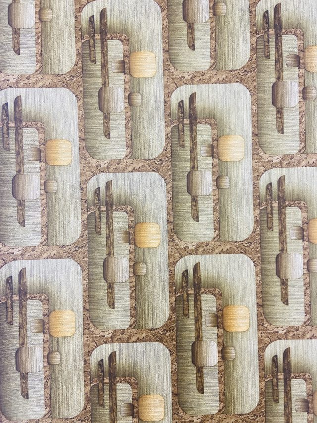 Vintage Wallpaper Retro Cork Brown 6 Rolls