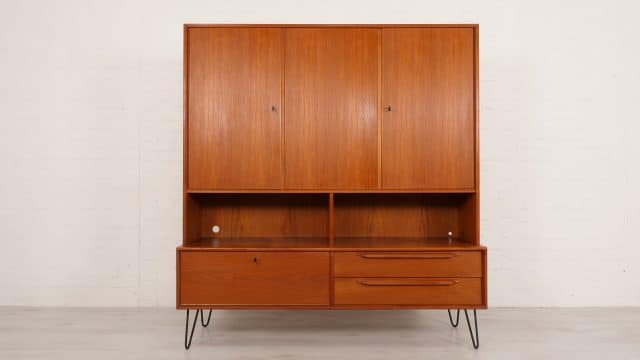 Vintage highboard china cabinet Teak Heinrich Riestenpatt