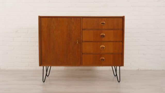 Vintage Wall Cabinet Audio Furniture Drawers 100 Cm