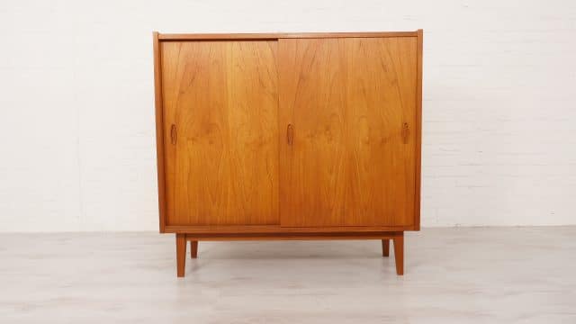 Vintage Danish Cupboard With Sliding Doors Serving Cupboard 105 Cm