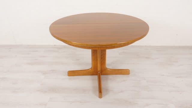 Vintage Round Dining Table Walnut 110 Cm