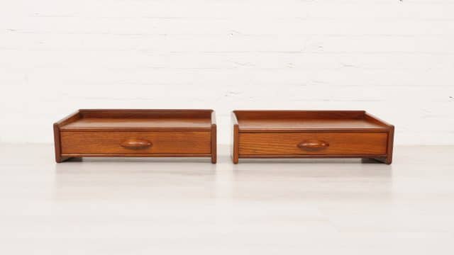 Set of Danish Suspended Nightstands Vintage Teak