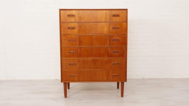 Vintage Danish Teak Chest of Drawers 6 Drawers 109 Cm