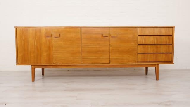 Vintage Sideboard Wooden Handles Walnut 240 Cm