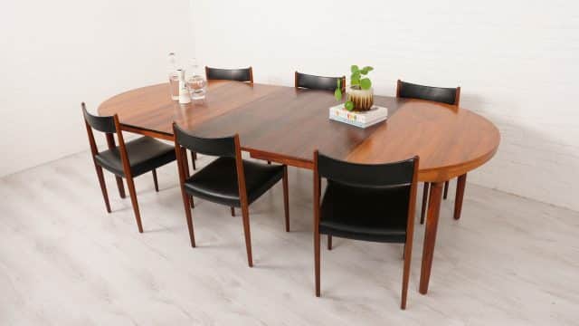 Vintage Dining Table Rosewood Round 120 to 267 cm