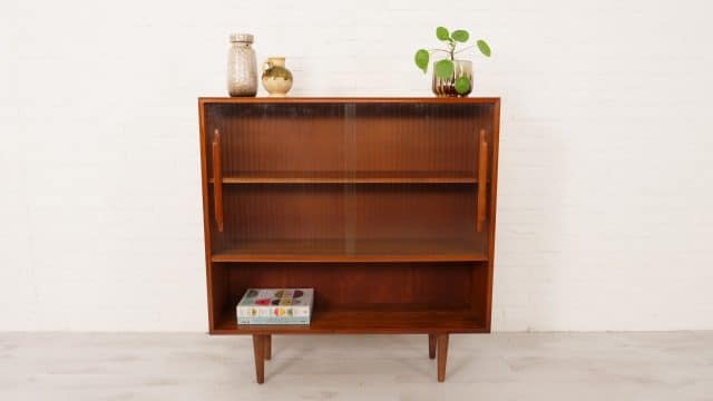 Vintage Wall Cupboard Serving Cupboard Ribbed Glass Shallow