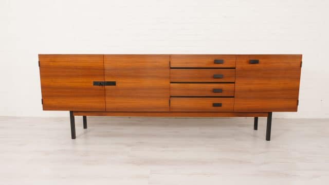 Buffet Vintage Noyer Détails Noirs 230 Cm
