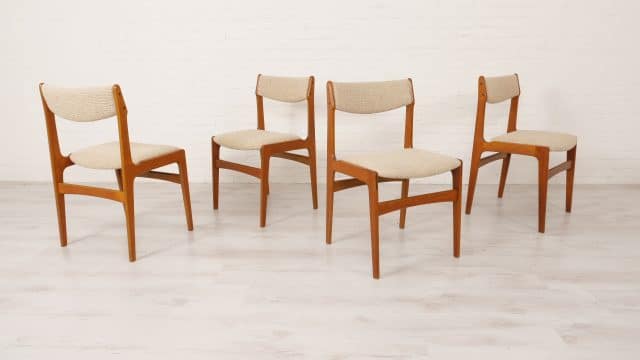 4 X Chaises de salle à manger Erik Buch Teak