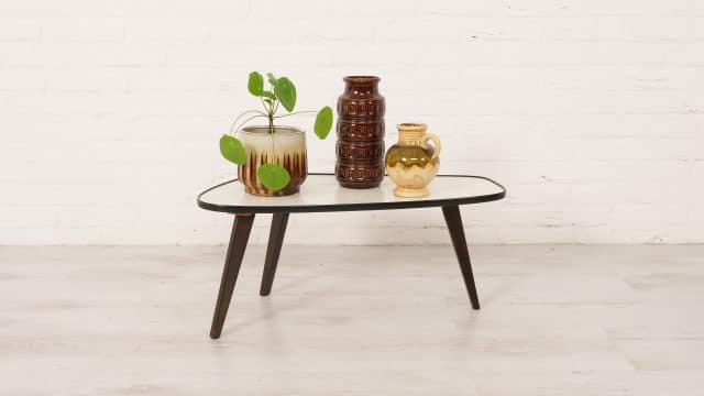 Vintage Plant Table Organic Black White Side Table