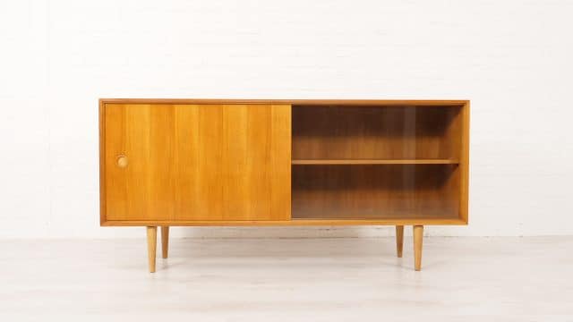Vintage Sideboard Japandi Glass Sliding Door 160 Cm