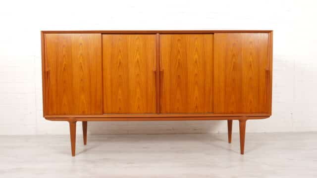 Vintage Cabinet Danish Highboard Portes coulissantes Gunni Omann 200 Cm