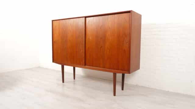 Vintage Cabinet Danish Highboard Sliding Doors Kai Kristiansen