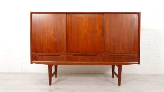 Vintage Highboard Teak Sliding Doors 170 Cm