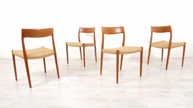 4 X Chaises de salle à manger vintage Niels Otto Mller Modèle 77