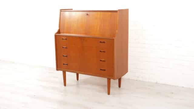 Vintage Secretaire Teak Dressing Table With Mirror 92 Cm