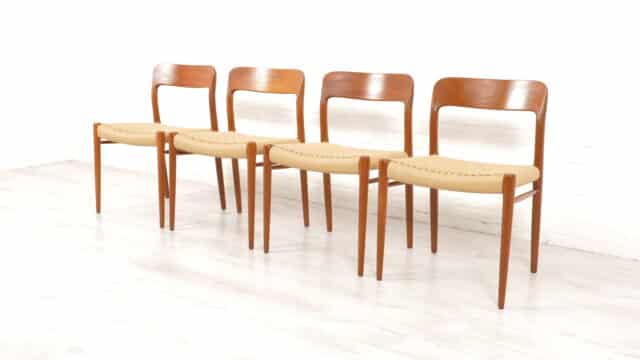 4 X Chaises de salle à manger vintage Niels Otto Mller Modèle 75