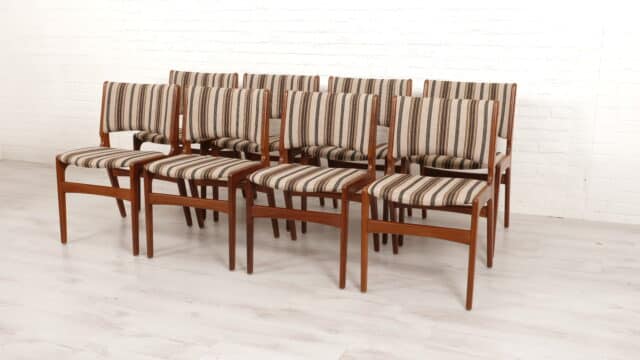 8 X Chaises de salle à manger vintage Erik Buch Teck