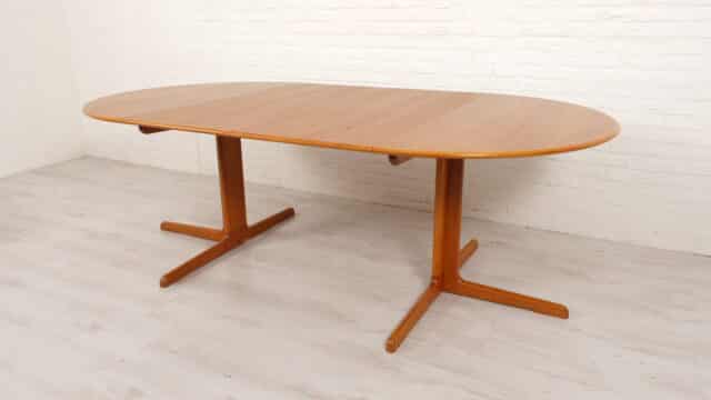 Vintage Round Dining Table Teak Extendable 120 Cm