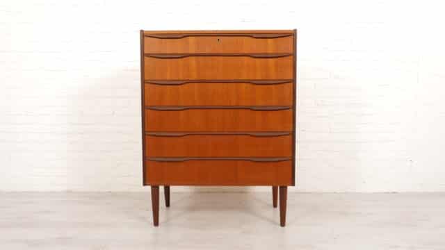 Vintage Danish Chest of Drawers Teak 6 Drawers 104 Cm