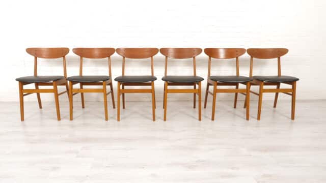 6 X Chaise de salle à manger Farstrup modèle 210 restaurée