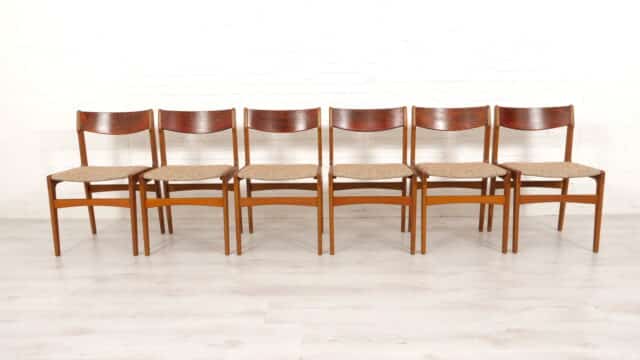 Set Of 6 Dining Chairs Vintage Reupholstered