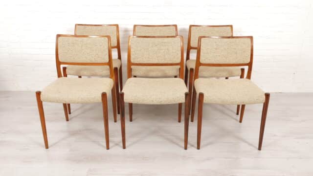 Set Of 6 Vintage Dining Chairs Niels Otto Mller Model 80 Teak