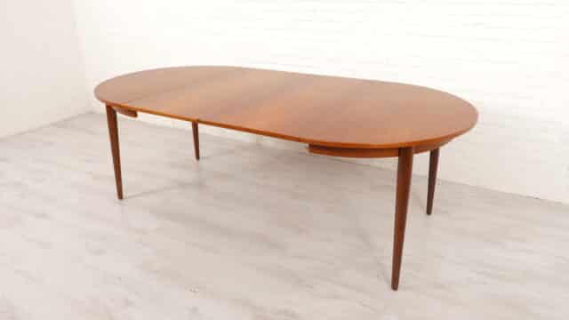 Vintage Dining Table Round Teak Extendable 114 Cm