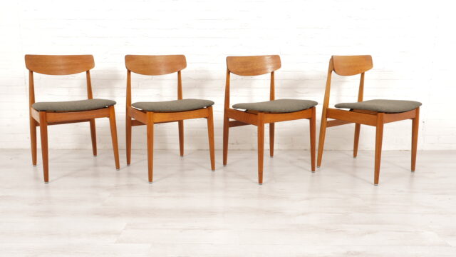 Set Of 4 Dining Chairs Casala Teak Restored