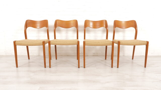 Set Of 4 Vintage Dining Chairs Niels Otto Mller Model 71