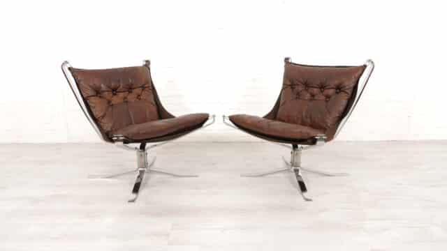 2 X Vintage Armchair Falcon Sigurd Ressell Leather