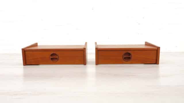 Set Danish Suspended Nightstands Teak Vintage