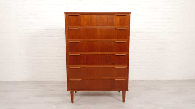 Vintage Danish Chest of Drawers Teak 6 Drawers 121 Cm