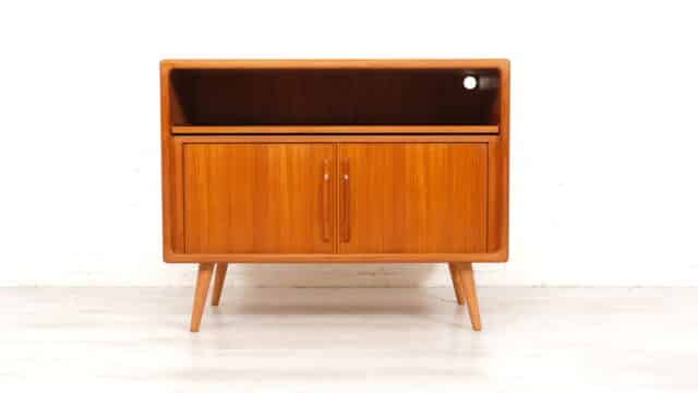 Vintage Audio Furniture Teak Sideboard Tambour Doors