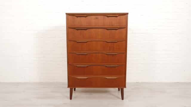 Vintage Danish Chest of Drawers Teak 6 Drawers 122 Cm
