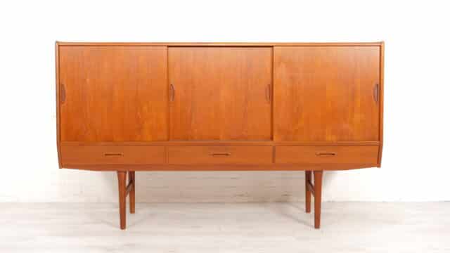 Vintage highboard teak china cabinet 180 cm