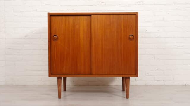 Vintage Cabinet With Sliding Doors Teak Audio Furniture