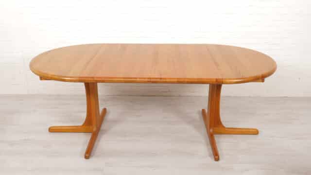 Vintage Round Dining Table Solid Teak Extendable 104 Cm