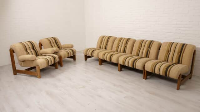 Vintage sofa set 4 Seater 2 Armchairs Retro Fabric